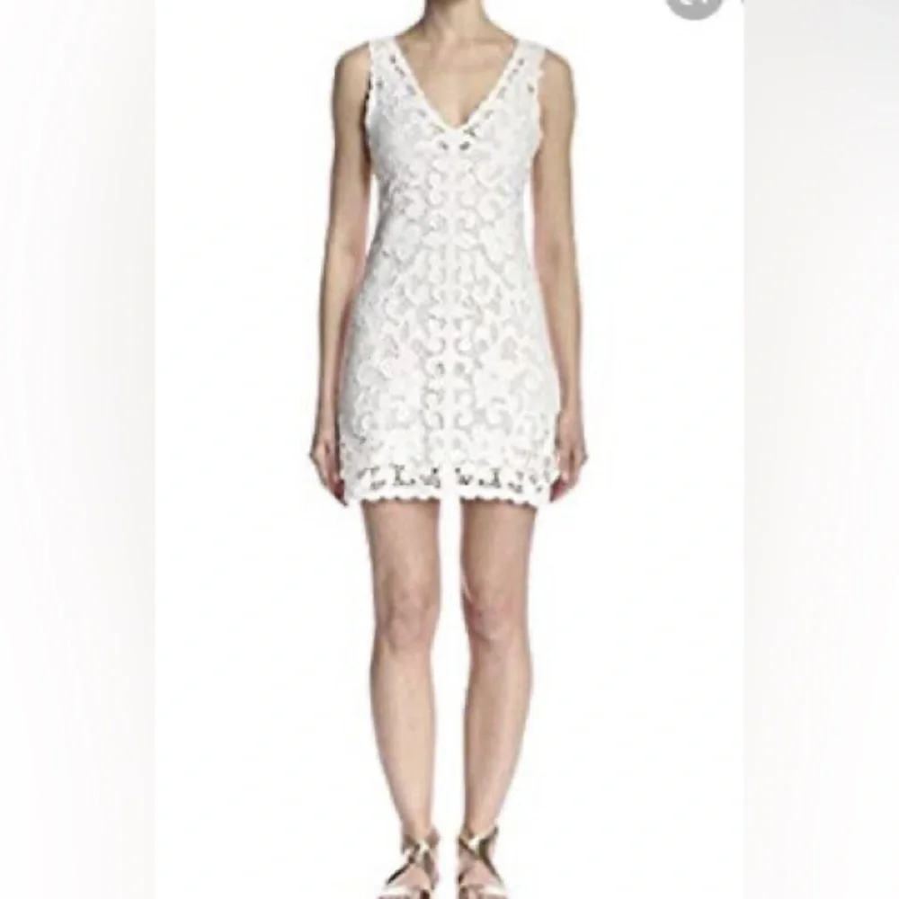 CALYPSO ST. BARTH DRESS KAGAMI WHITE LINEN EMBROIDERED LACE SIZE EXTRA SMALL - Picture 1 of 9